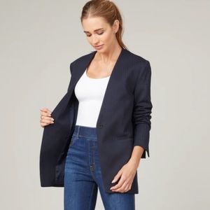 SPANX The Perfect Oversized Blazer navy / grey pinstriped NWT. XL